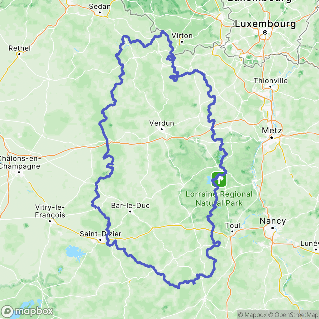 Meuse : carte des parcours de randonnée - France