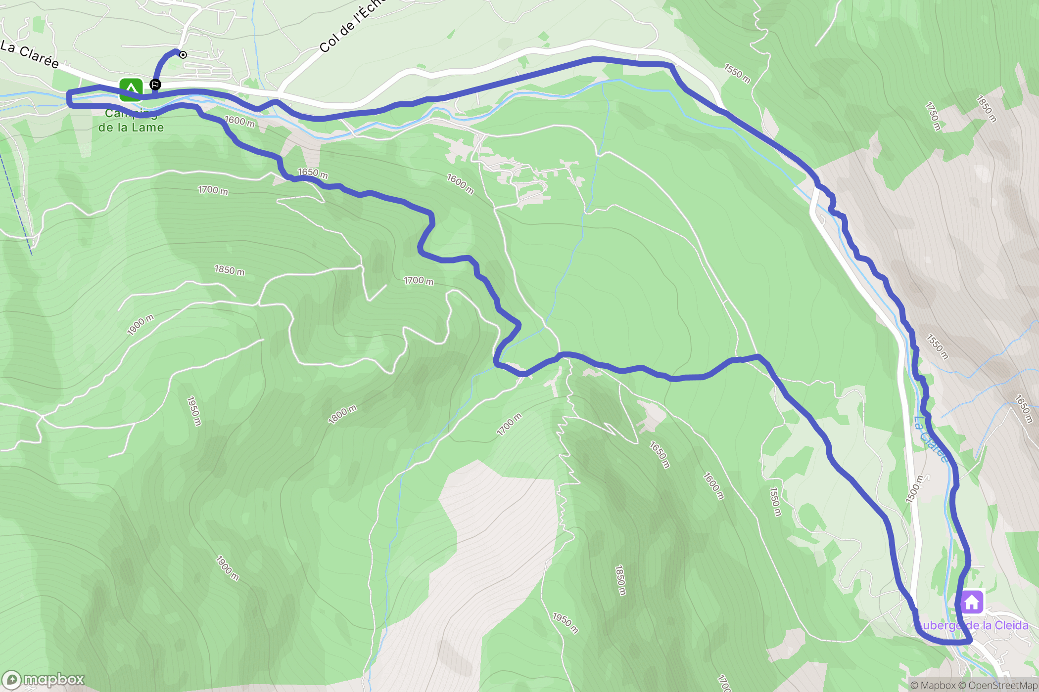 Névache : carte du parcours de randonnée - France