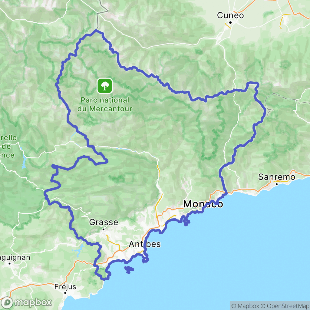 Carte de la zone de délimitation de alpes-maritimes