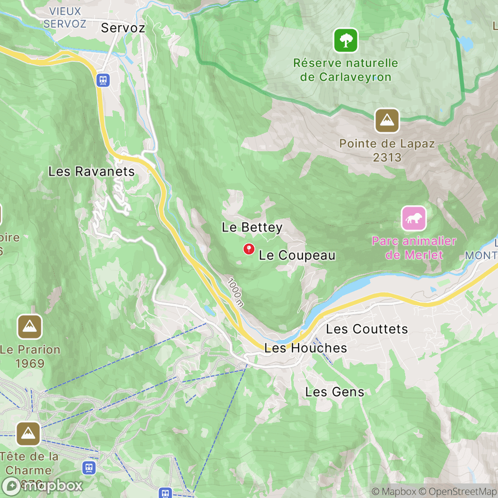 Cascade du Dard : carte des parcours de randonnée - France