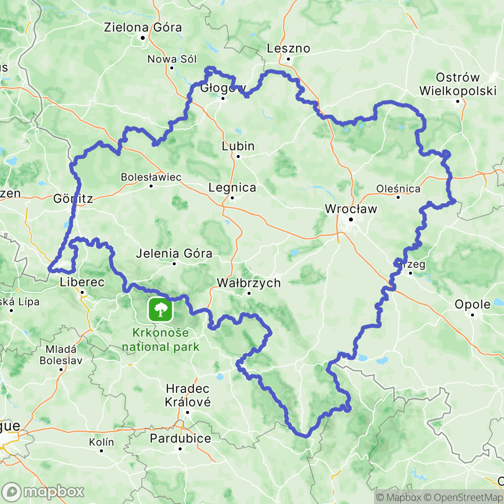 Mapa wyznaczonego obszaru dolnoslaskie