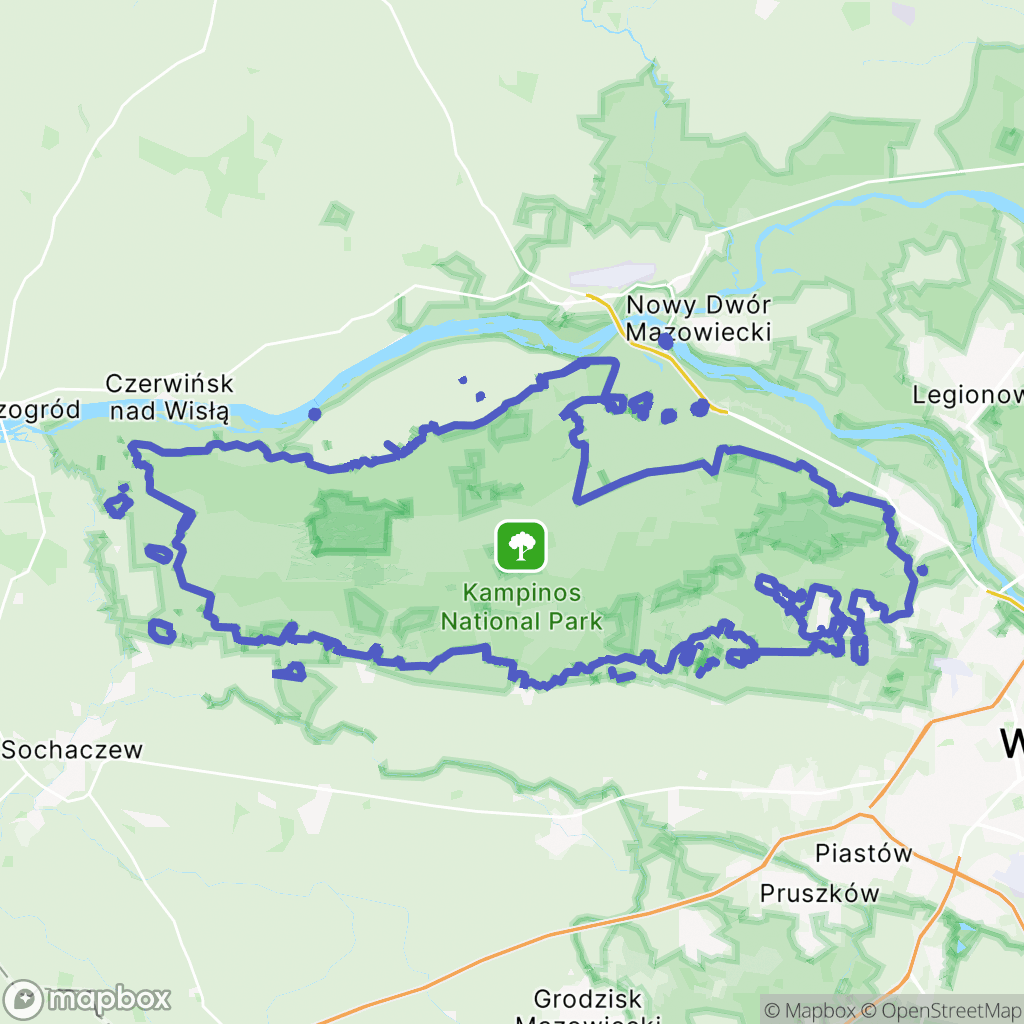 Kampinoski Park Narodowy: mapa szlaków turystycznych - Polska