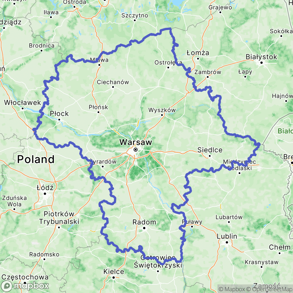 Mazowieckie: mapa szlaków turystycznych - Polska