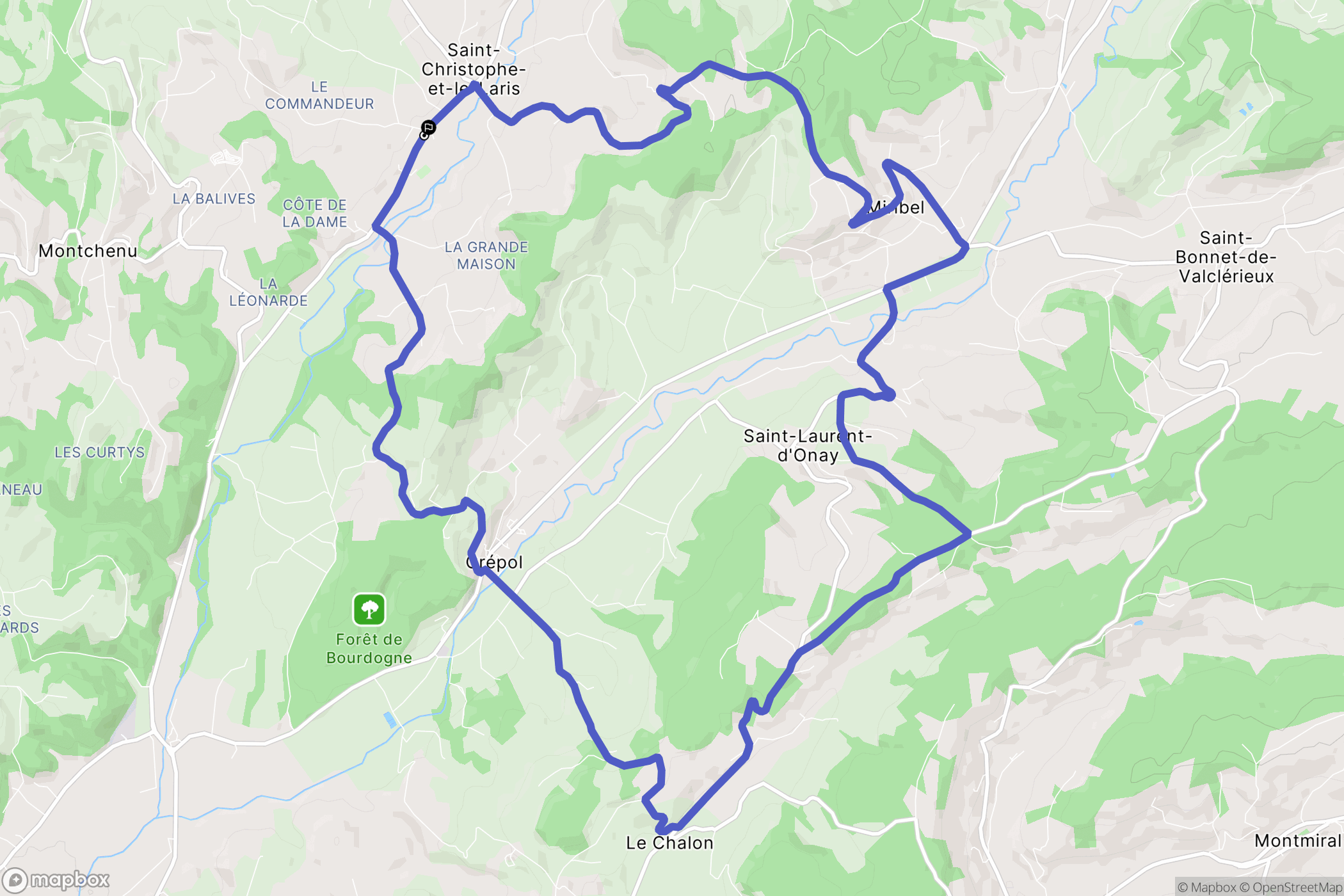 Saint-Christophe-et-le-Laris : carte du parcours de randonnée - France