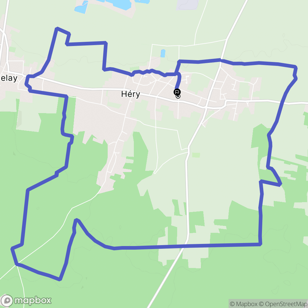 Héry : carte du parcours de randonnée - France