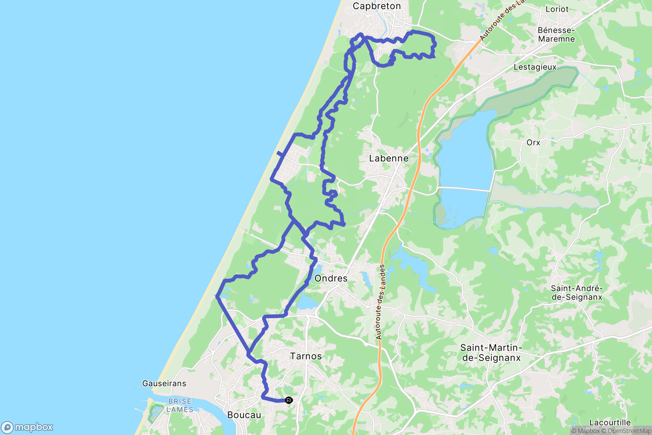 Boucau : carte du parcours de randonnée - France