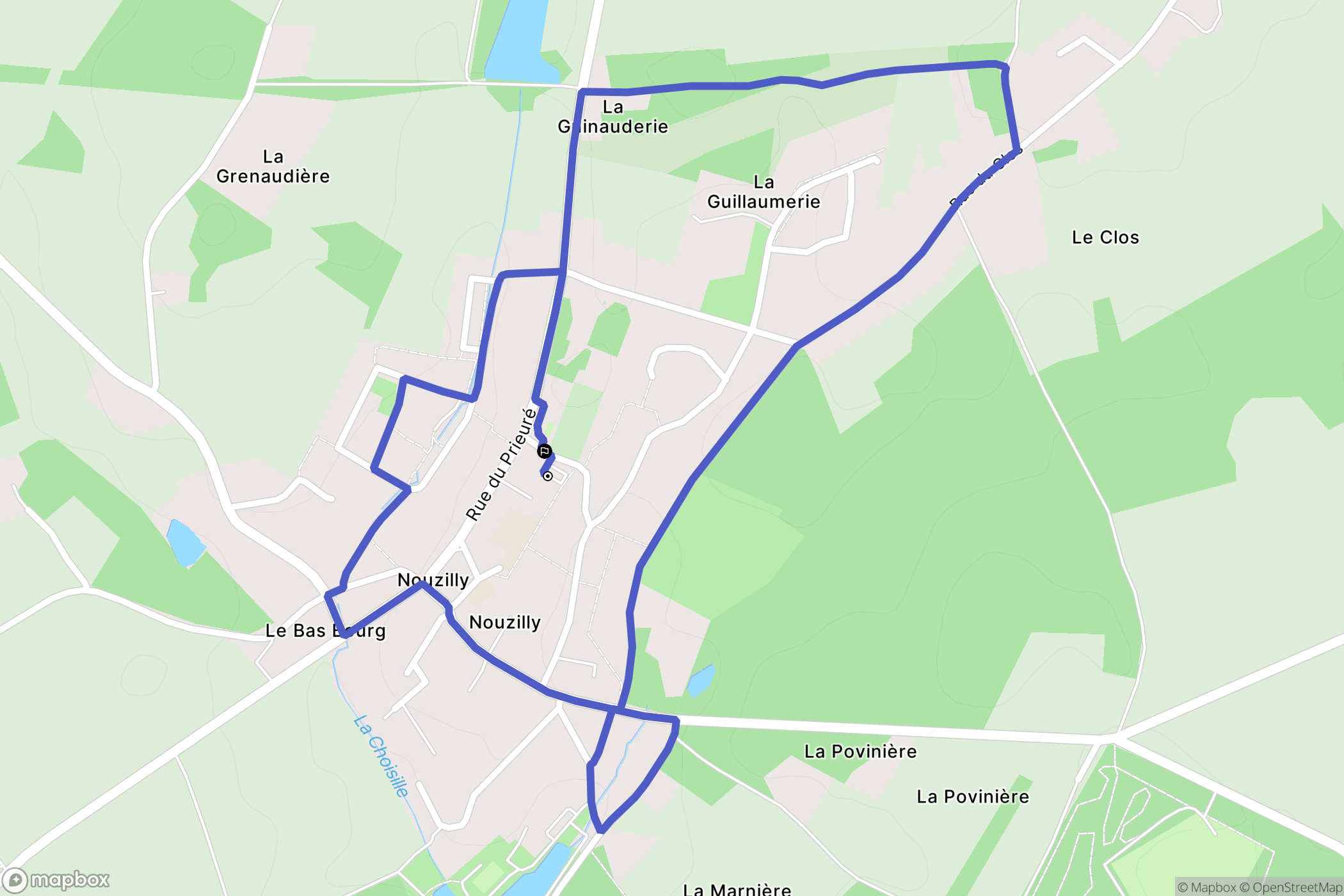 Nouzilly : carte du parcours de randonnée - France