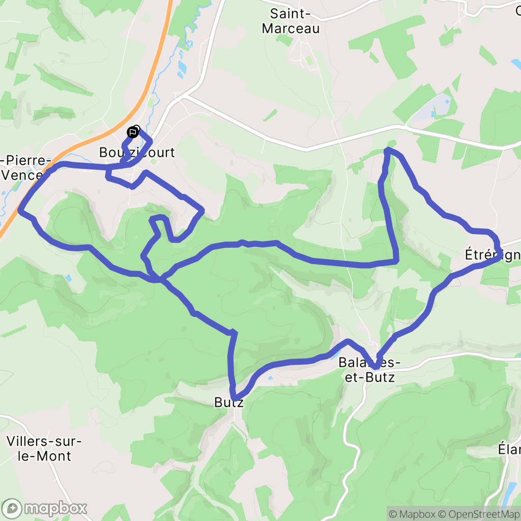 Boulzicourt : carte du parcours de randonnée - France
