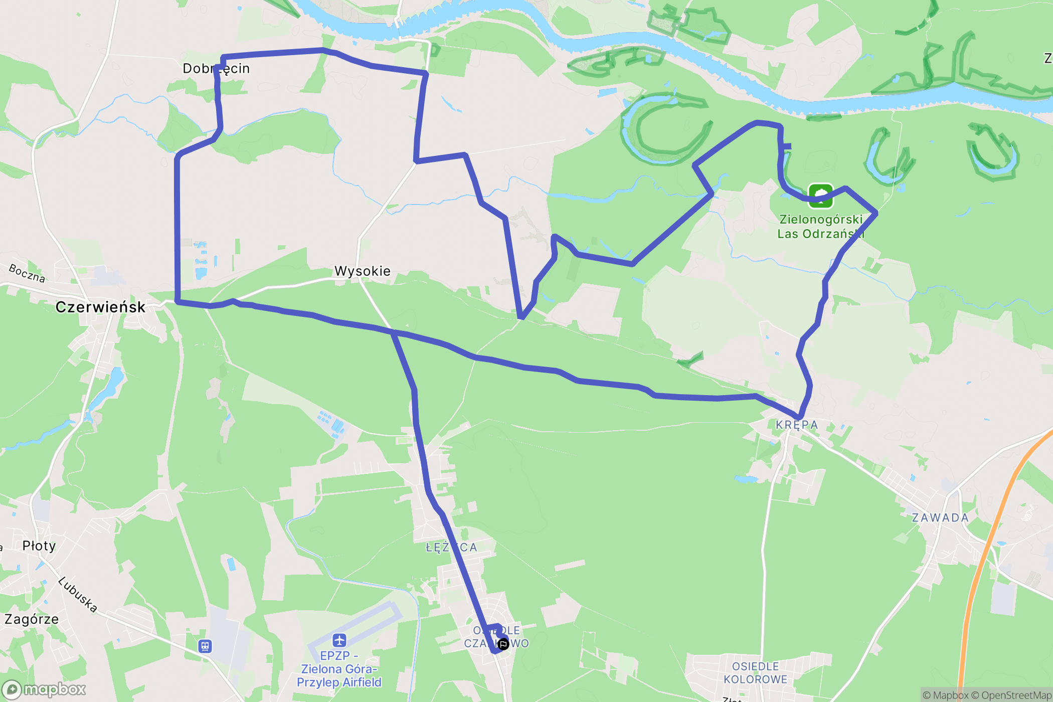 Zielona Góra: mapa trasy - Poland