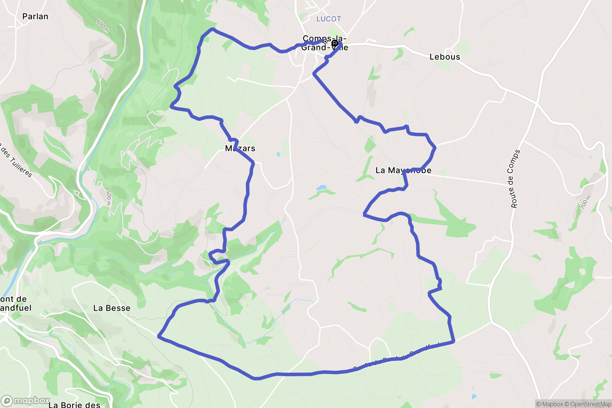 Comps-la-Grand-Ville : carte du parcours de randonnée - France