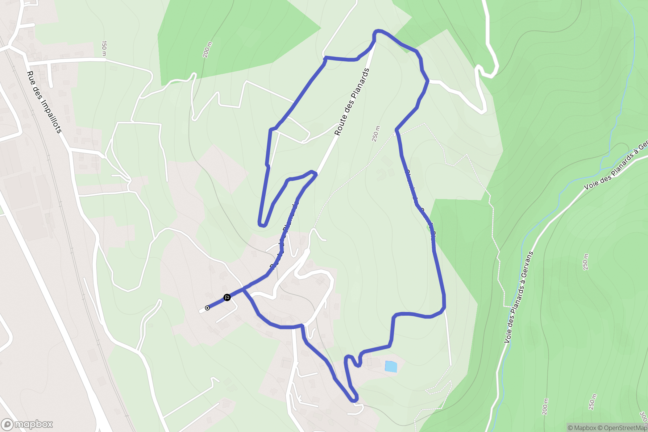 Gervans : carte du parcours de randonnée - France