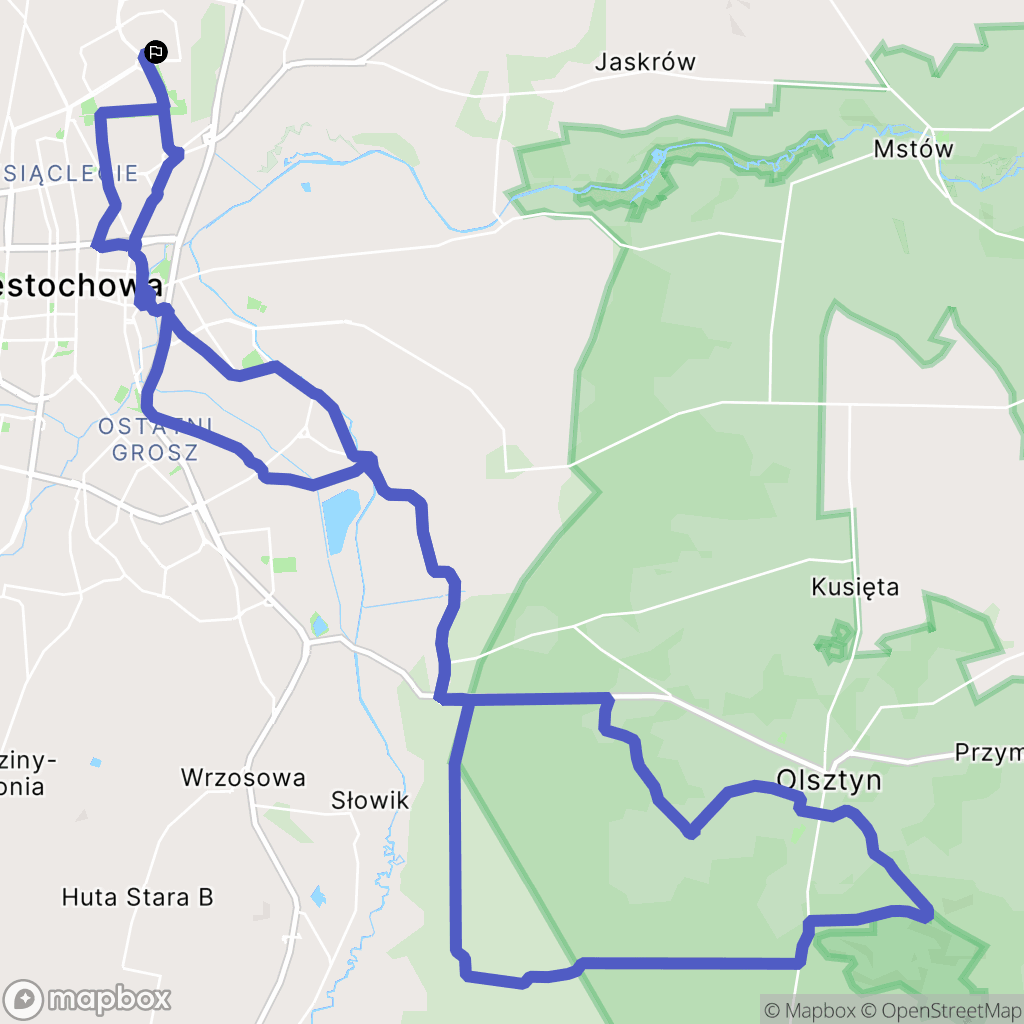 Częstochowa: mapa trasy - Poland