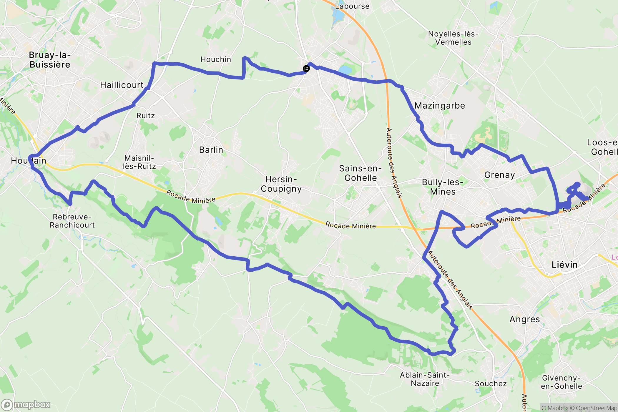 Nœux-les-Mines : carte du parcours de randonnée - France