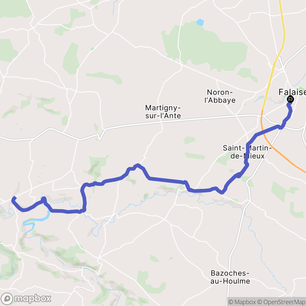 Falaise : carte du parcours de randonnée - France