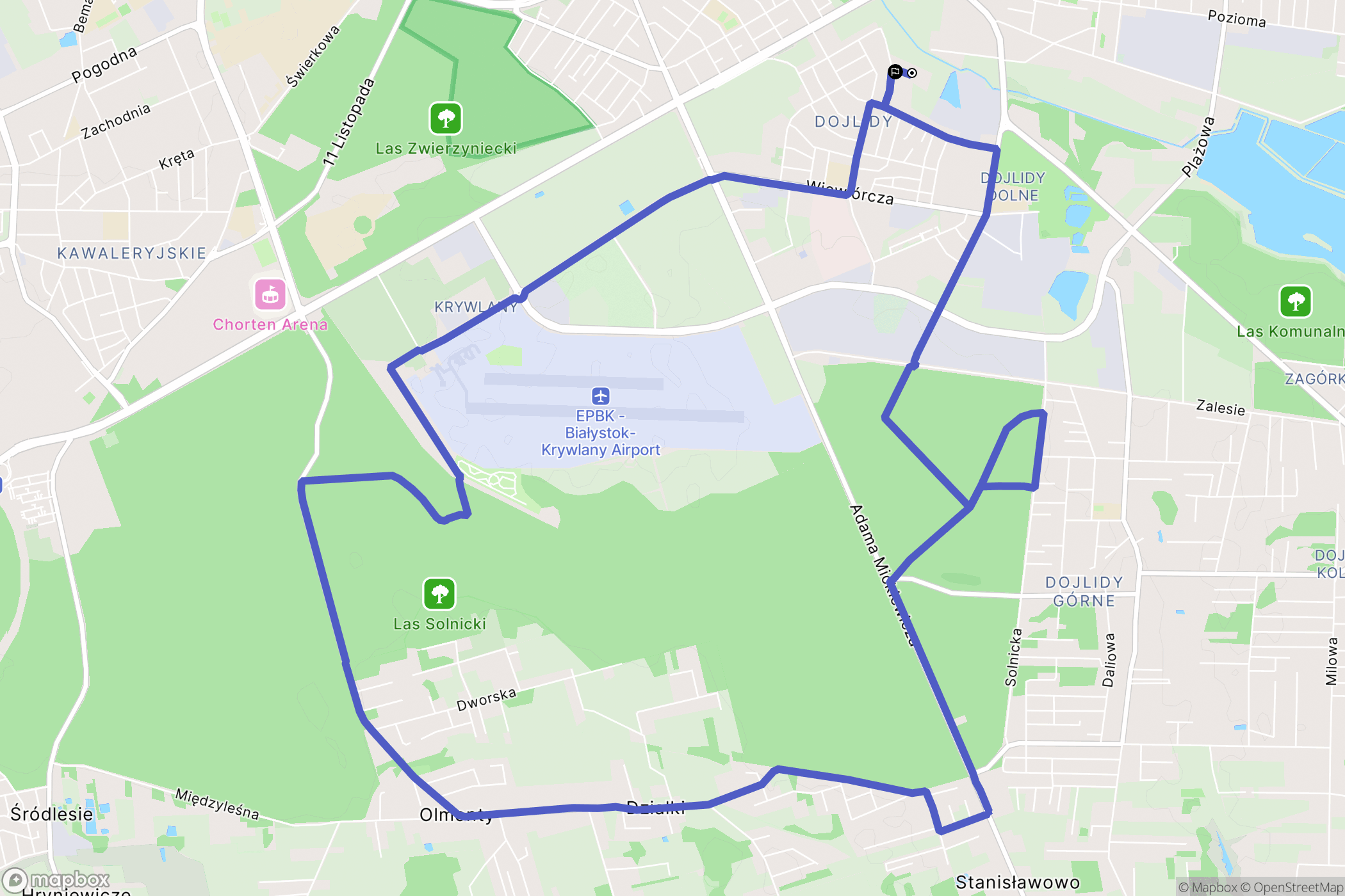 Białystok: mapa trasy - Poland