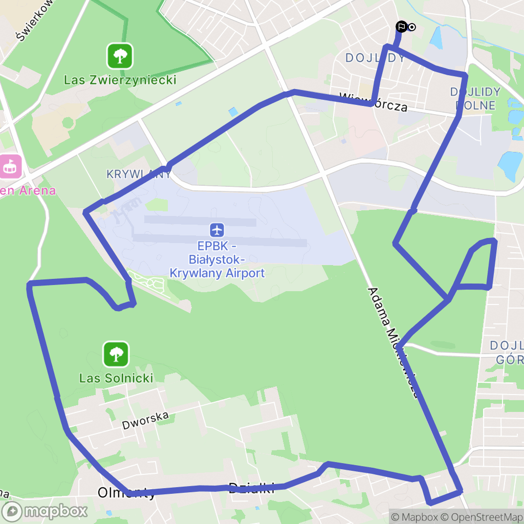 Białystok: mapa trasy - Poland