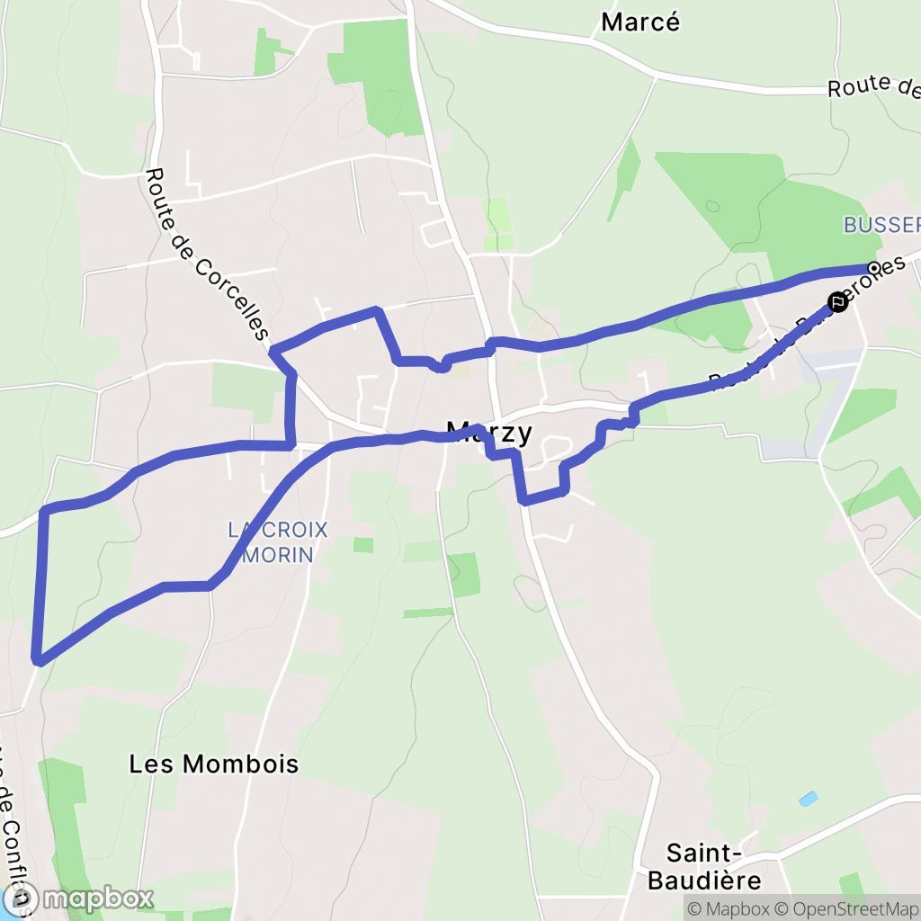 Marzy : carte du parcours de randonnée - France