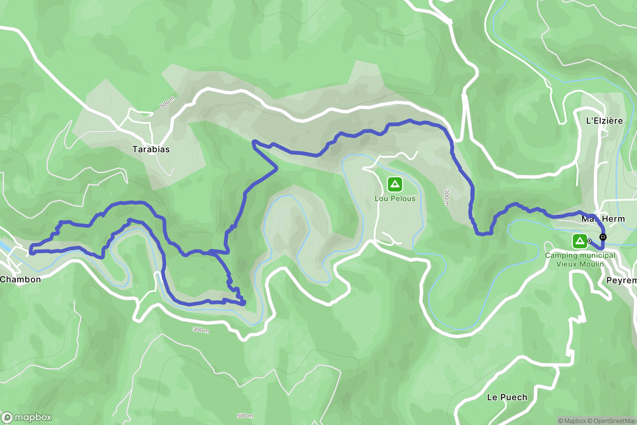 Peyremale : carte du parcours de randonnée - France