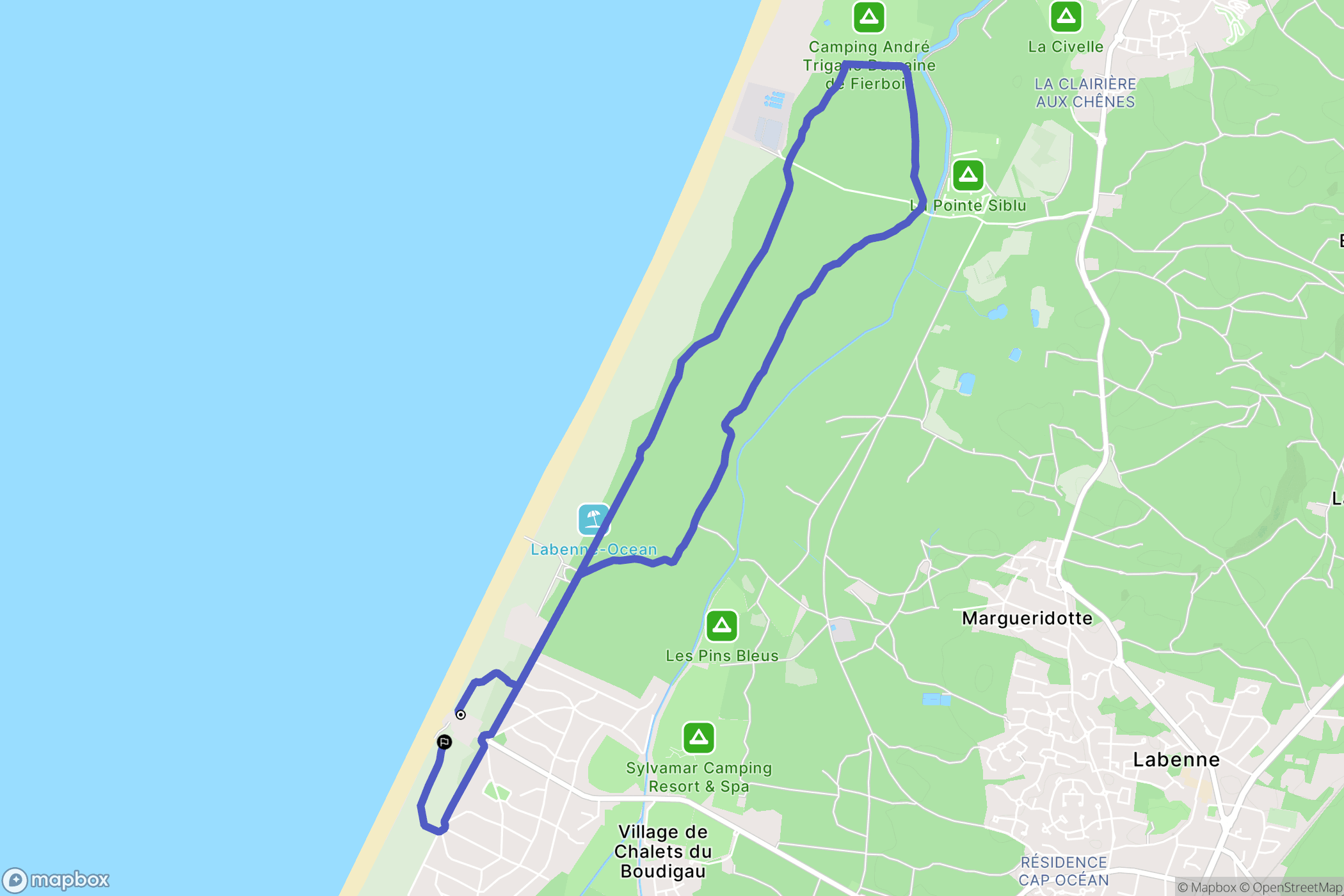 Labenne : carte du parcours de randonnée - France