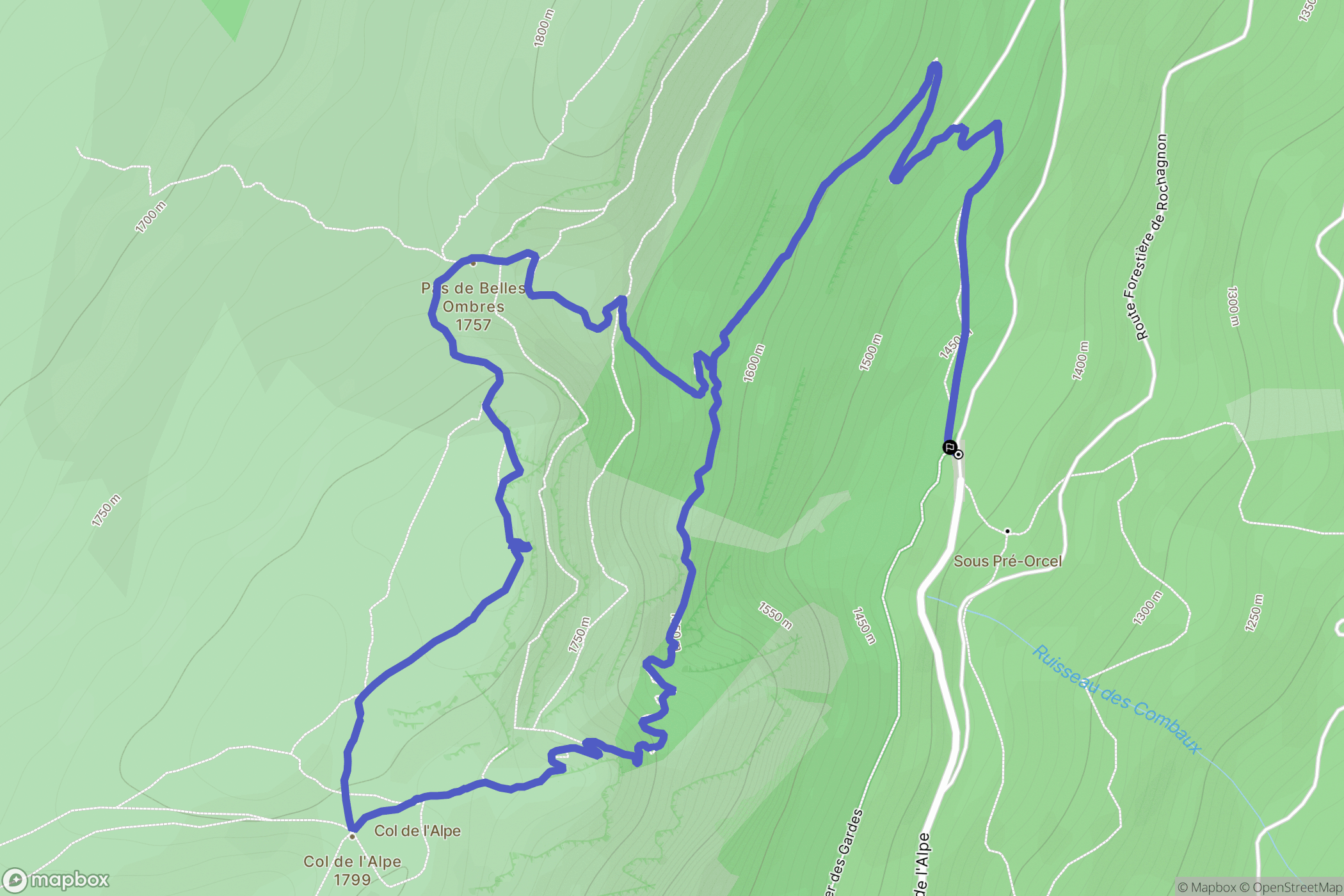 La Flachère : carte du parcours de randonnée - France