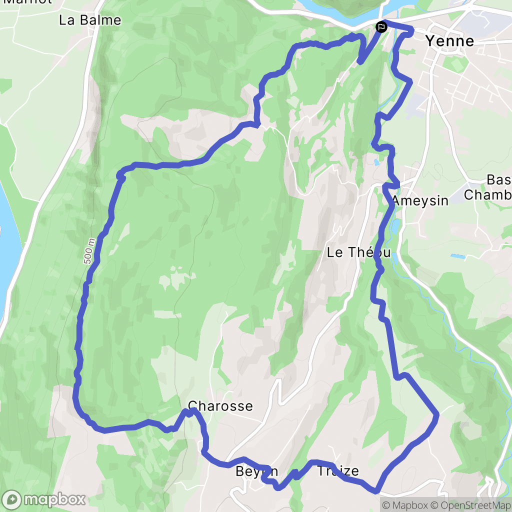 Yenne : carte du parcours de randonnée - France