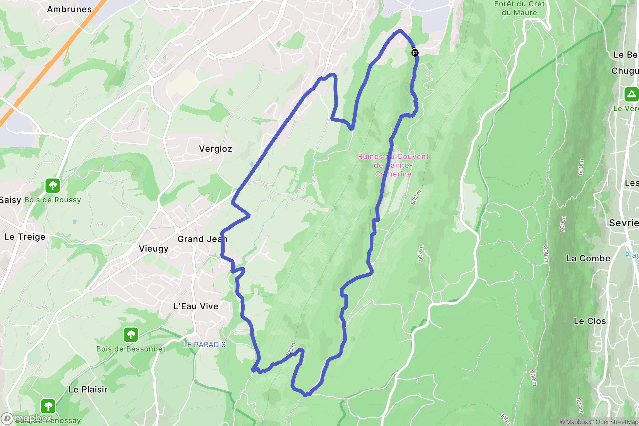 Annecy : carte du parcours de randonnée - France