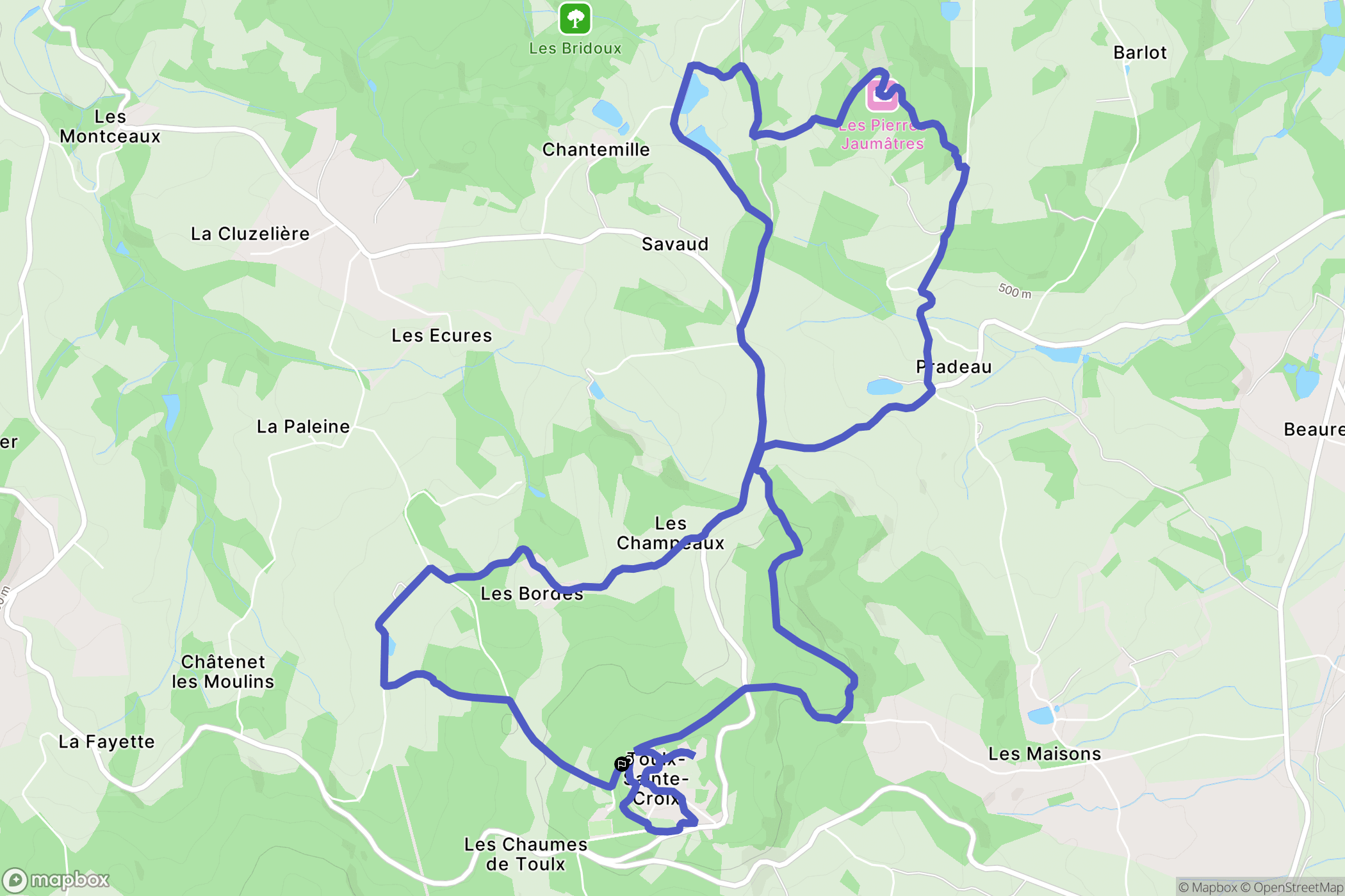 Toulx-Sainte-Croix : carte du parcours de randonnée - France