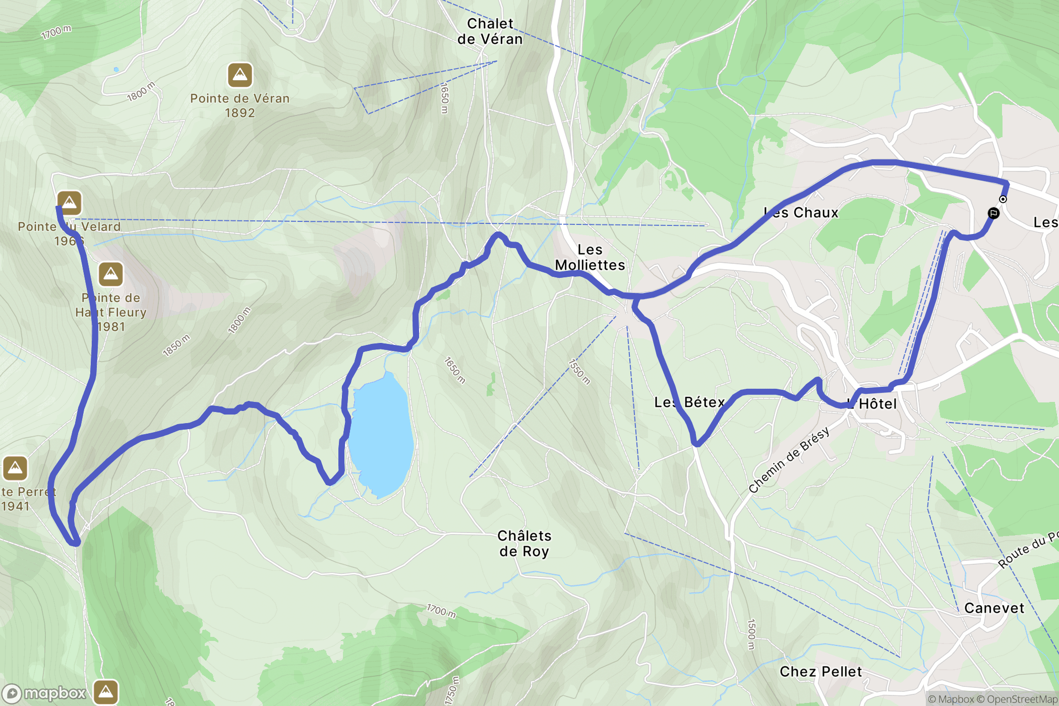 Le Praz de Lys, Taninges : carte du parcours de randonnée - France