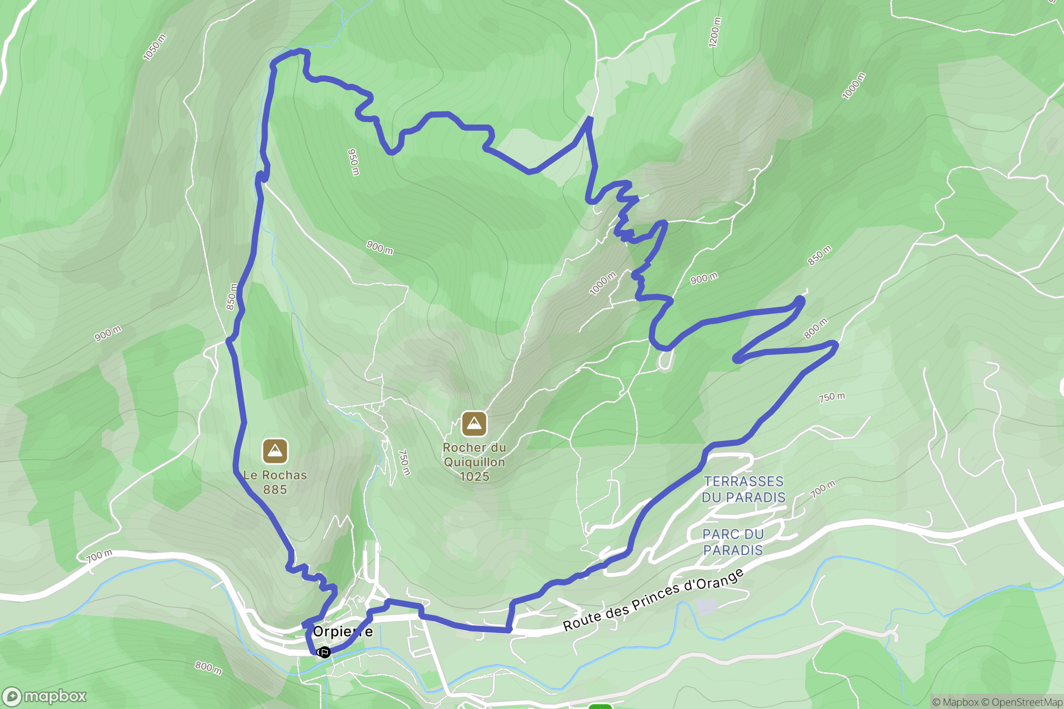 Orpierre : carte du parcours de randonnée - France