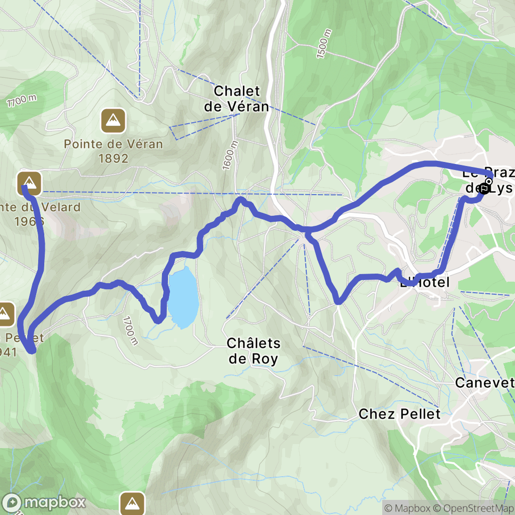 Le Praz de Lys, Taninges : carte du parcours de randonnée - France