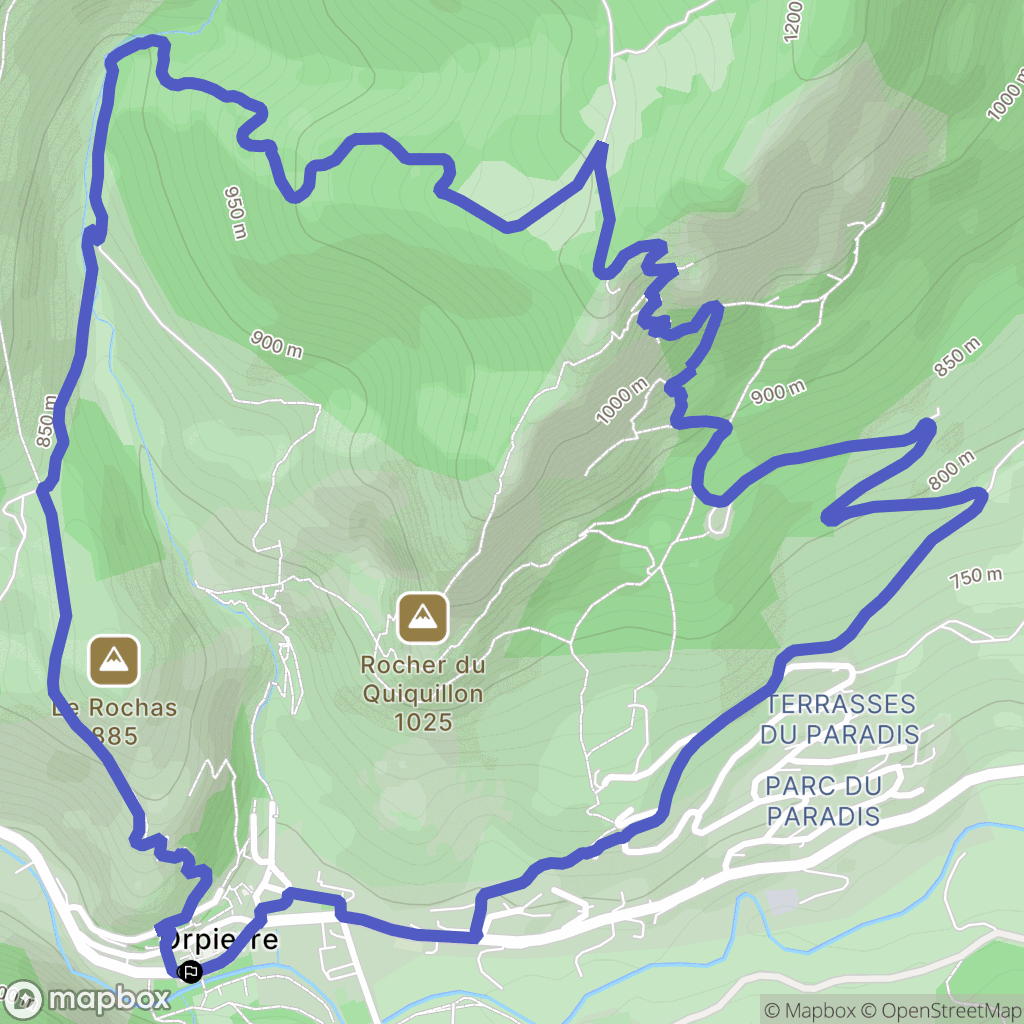 Orpierre : carte du parcours de randonnée - France