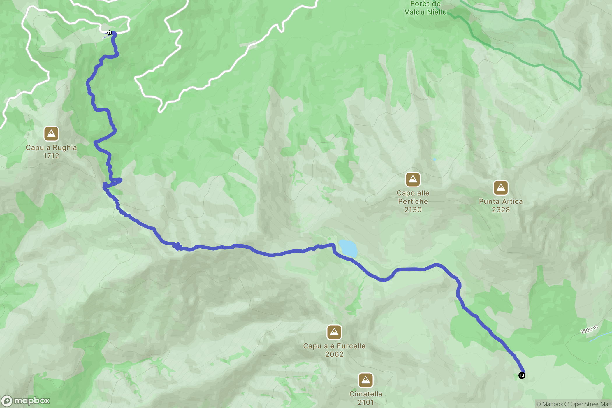 Castellu di Vergio, Albertacce : carte du parcours de randonnée - France
