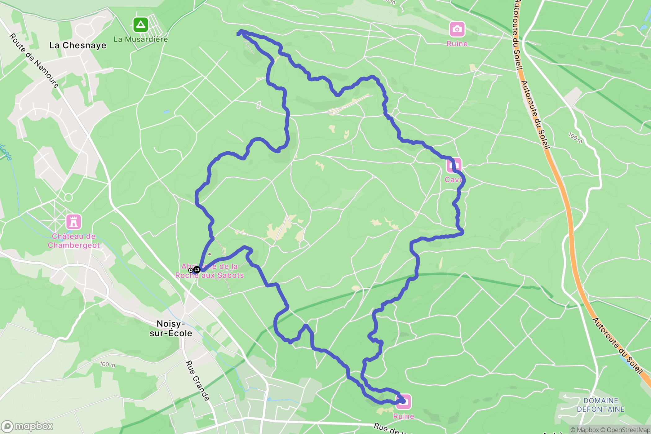 Noisy-sur-Ecole : carte du parcours de randonnée - France