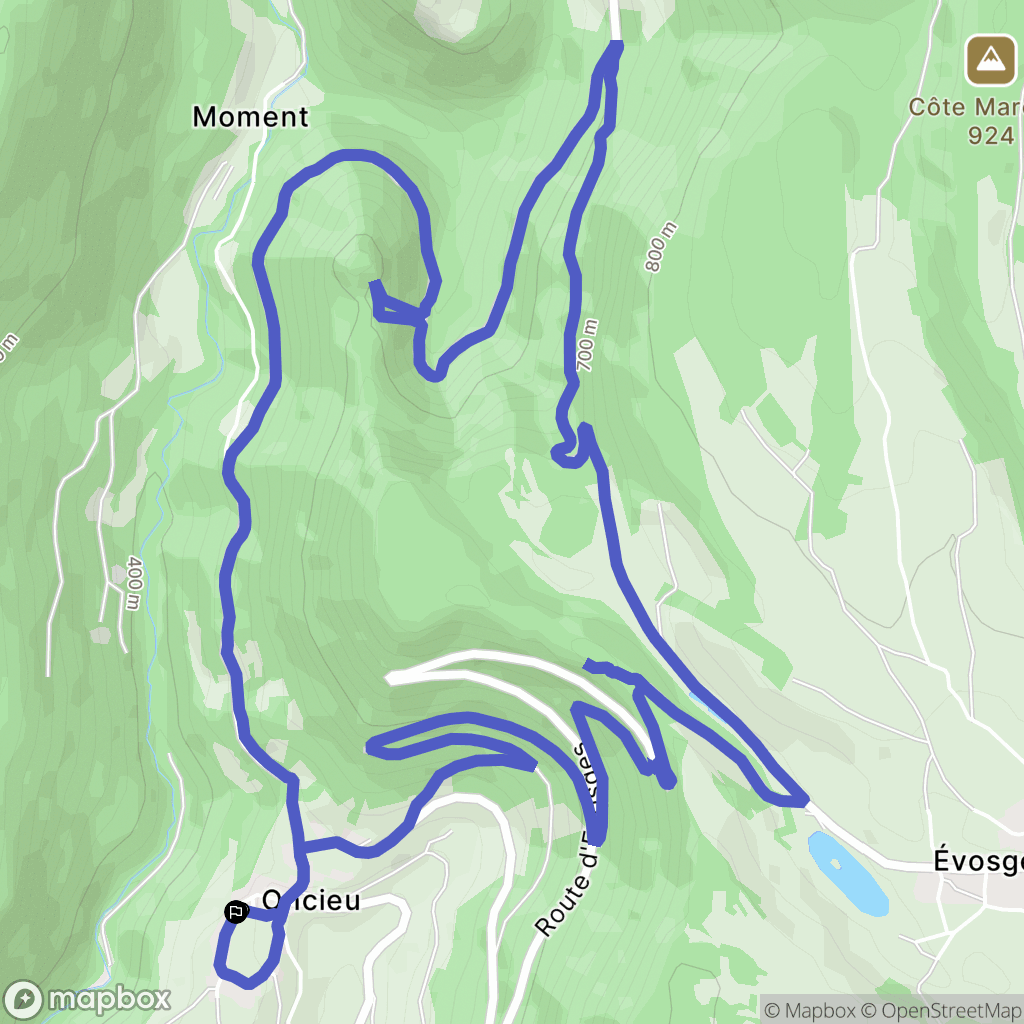 Oncieu : carte du parcours de randonnée - France