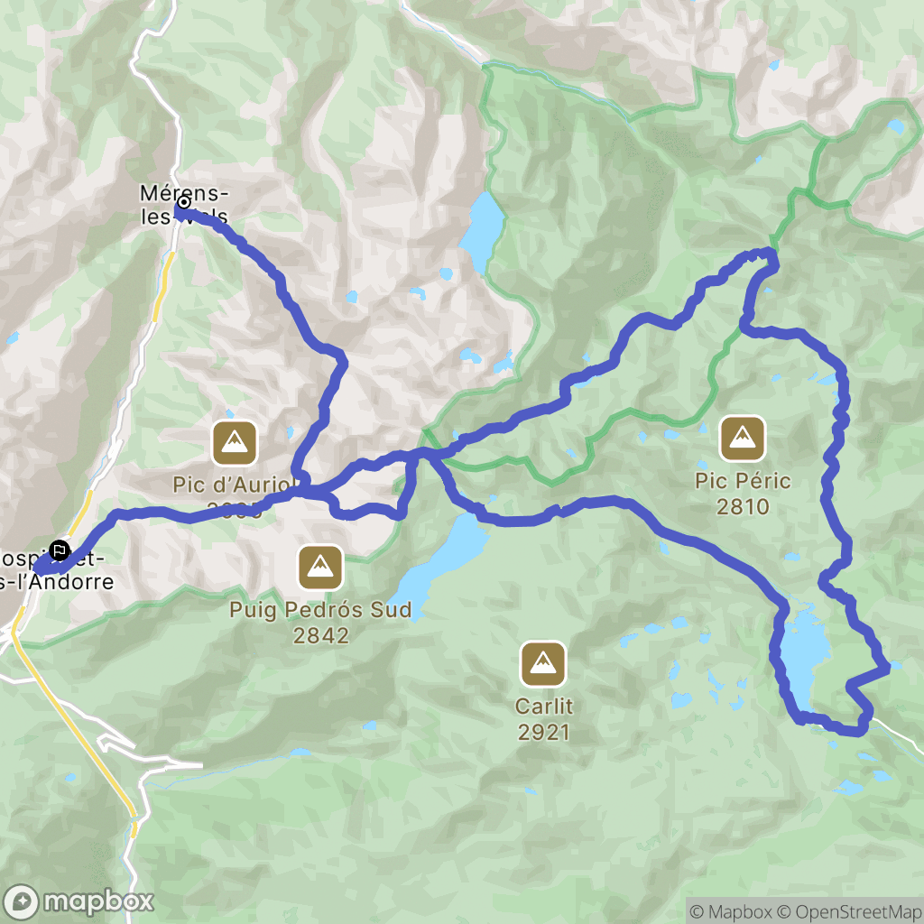 Mérens-les-Vals : carte du parcours de randonnée - France