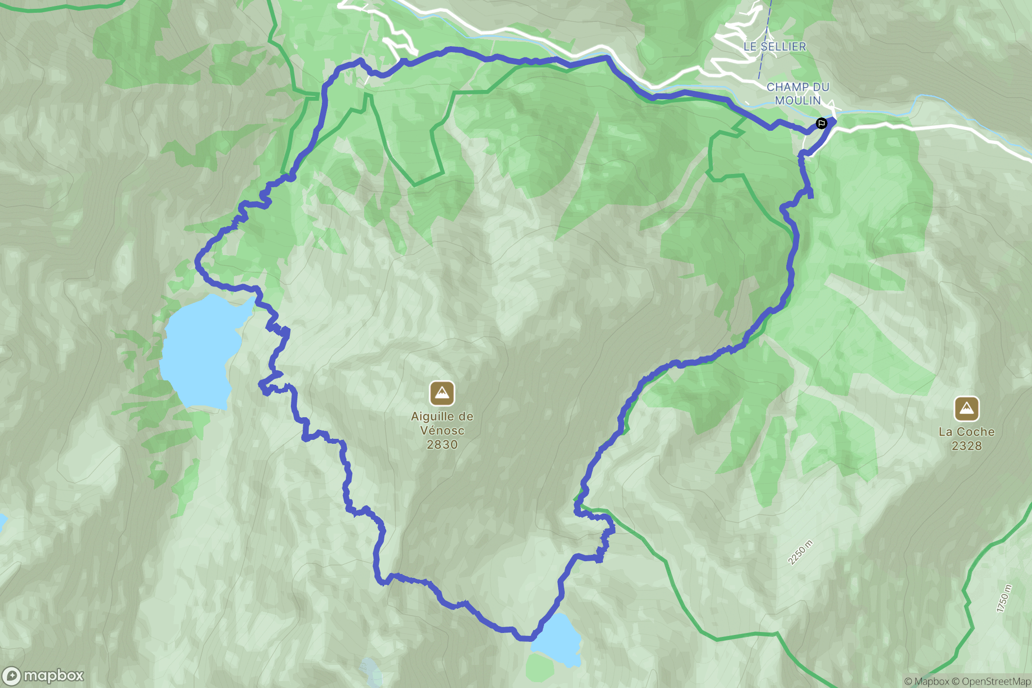 Vénosc : carte du parcours de randonnée - France