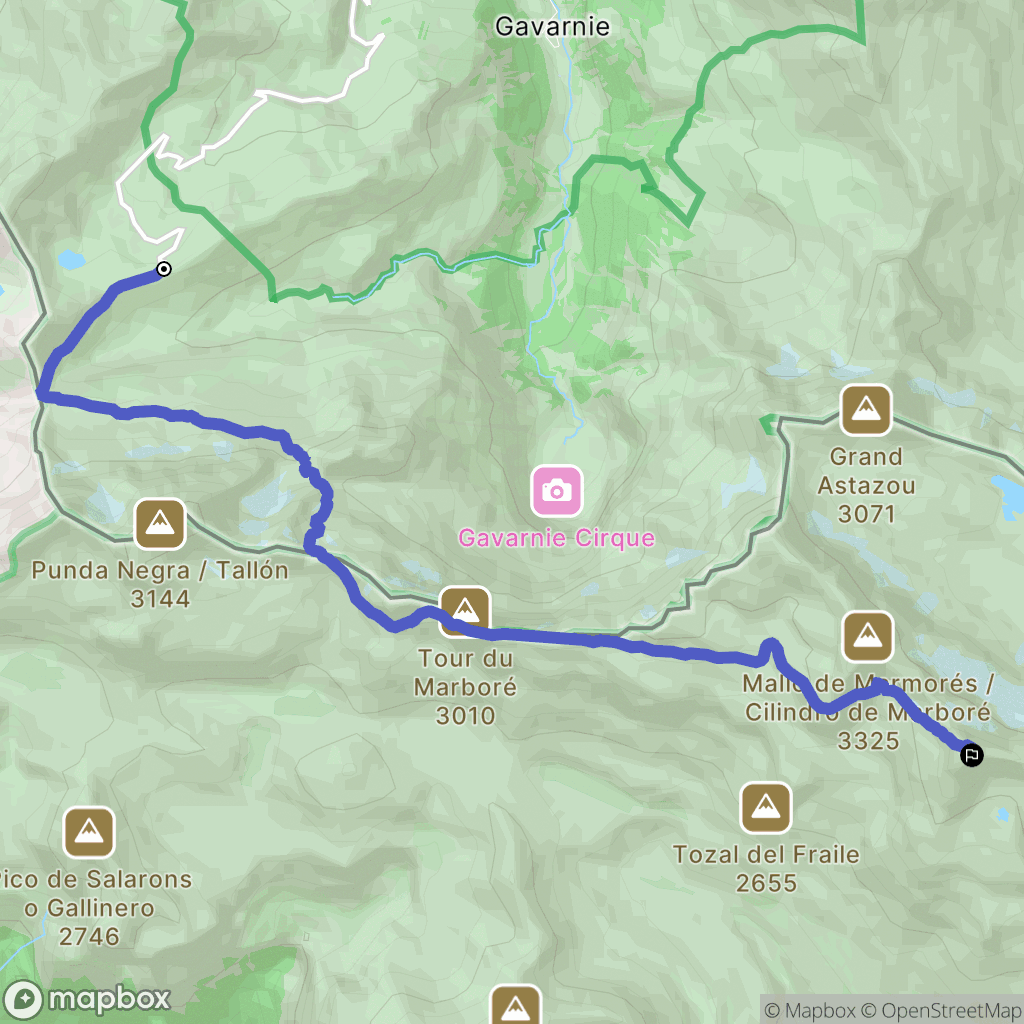 Gavarnie : carte du parcours de randonnée - France