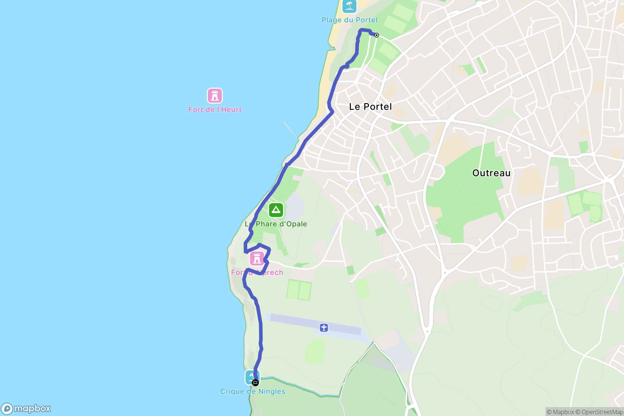 Le Portel : carte du parcours de randonnée - France