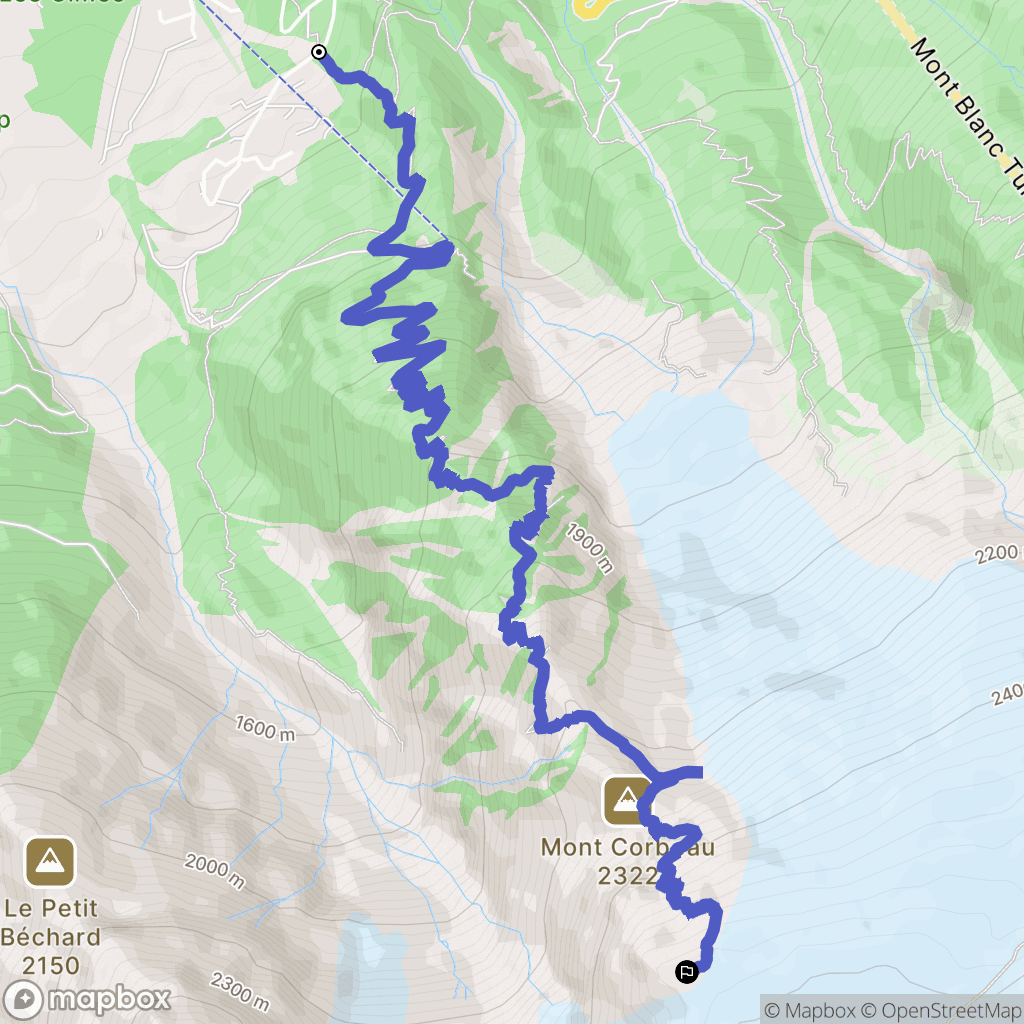 Chamonix-Mont-Blanc : carte du parcours de randonnée - France