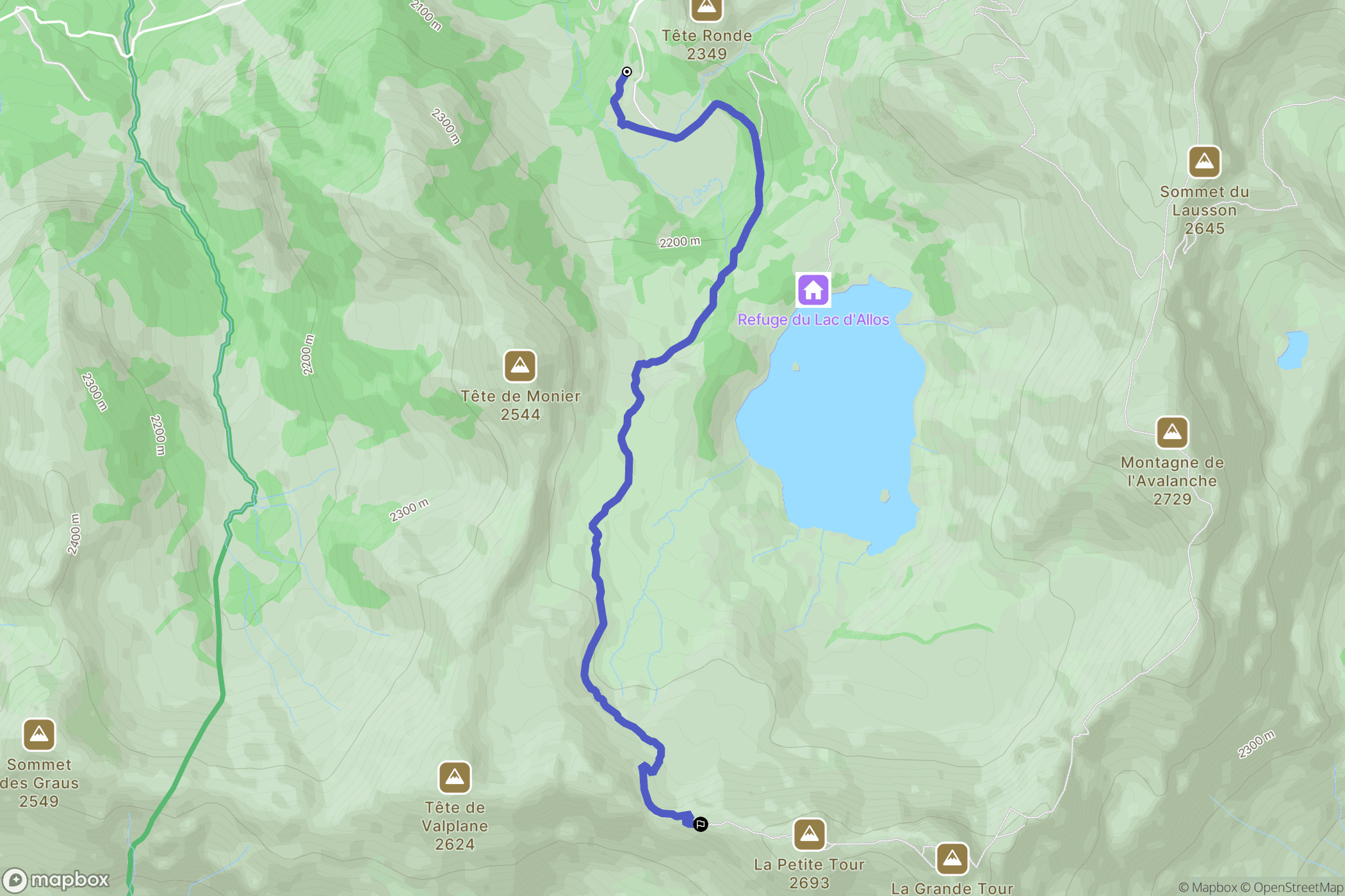 Allos : carte du parcours de randonnée - France