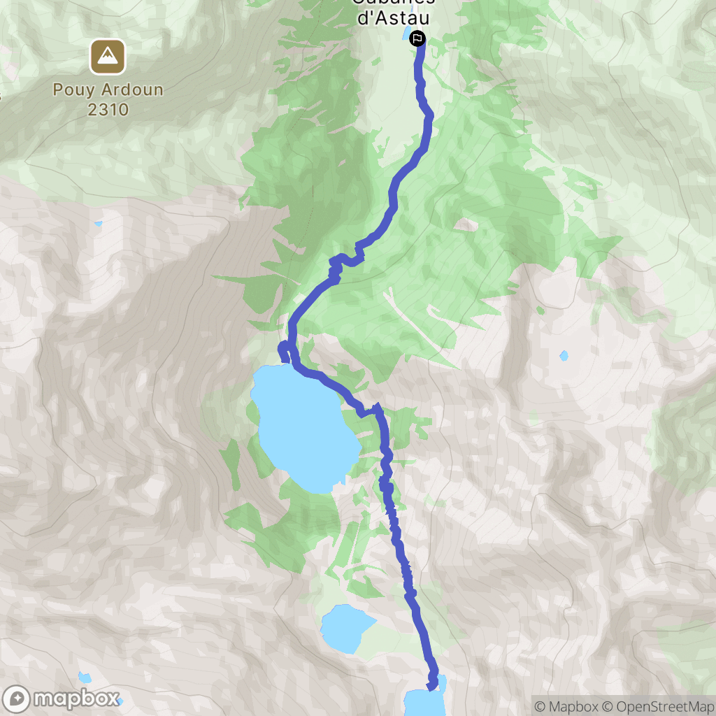 Les Granges d'Astau, Oô : carte du parcours de randonnée - France