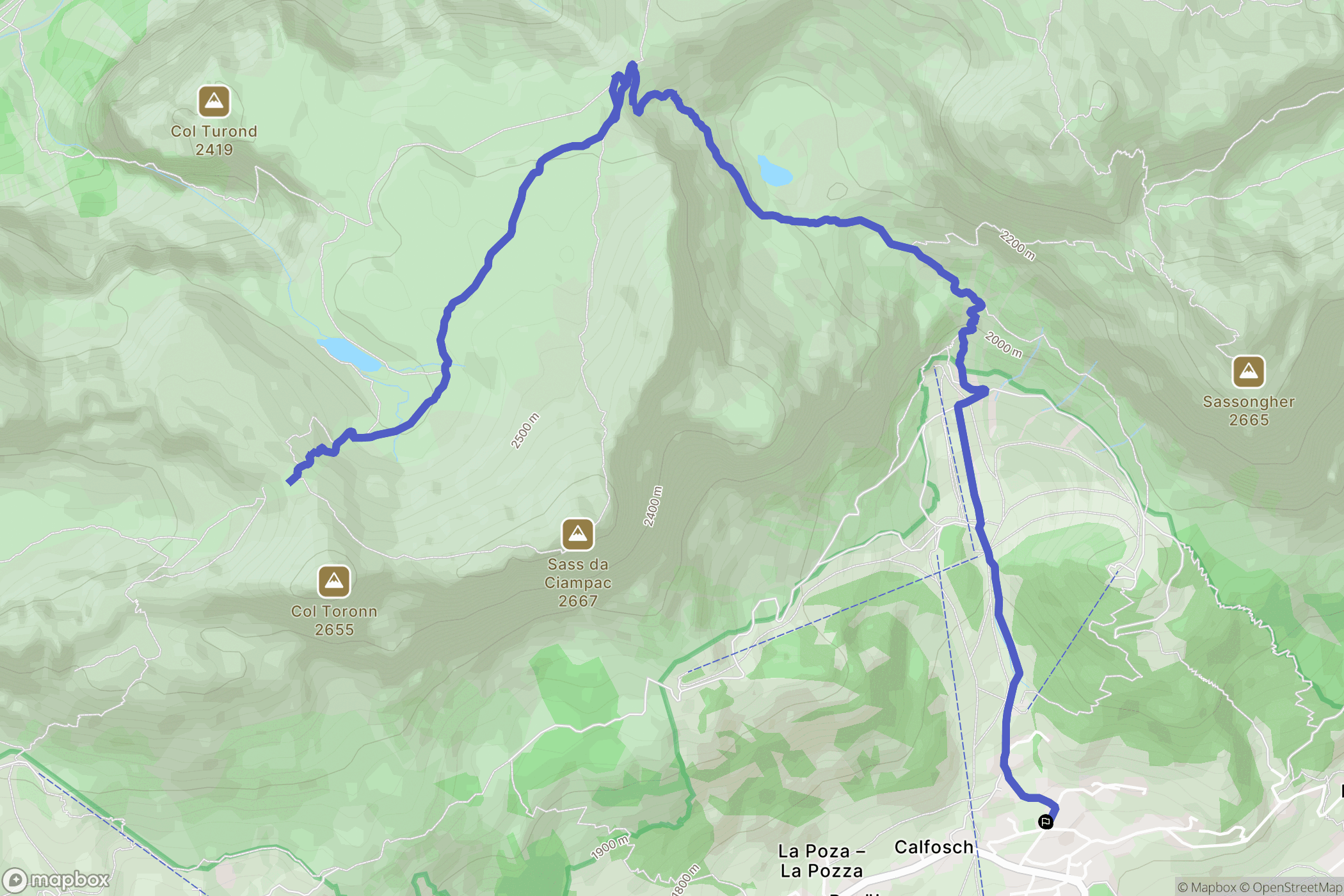 Colfosco : carte du parcours de randonnée - Italy