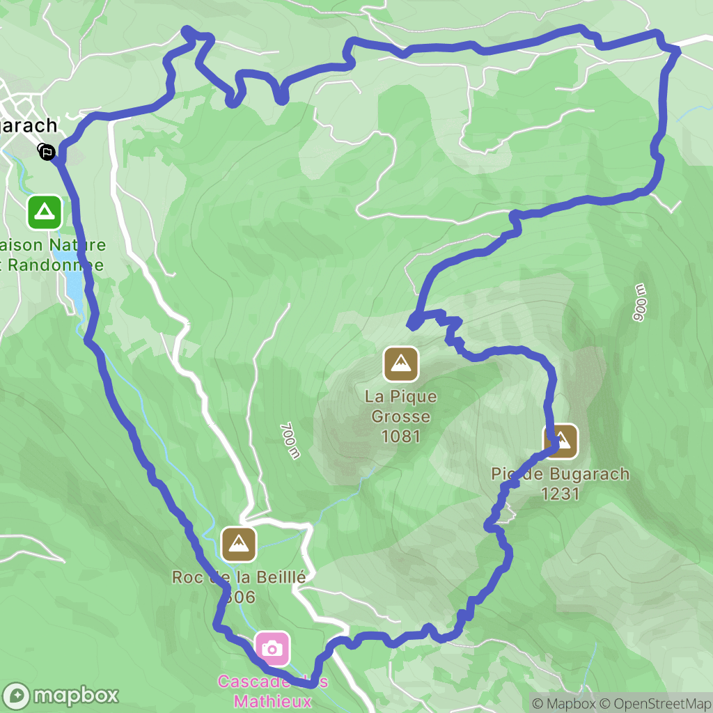 Bugarach : carte du parcours de randonnée - France