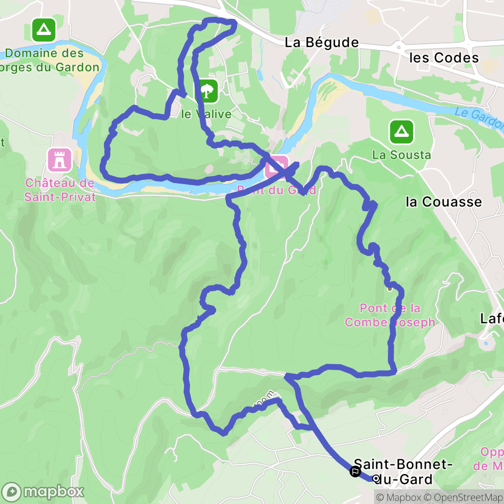 Saint-Bonnet-du-Gard : carte du parcours de randonnée - France