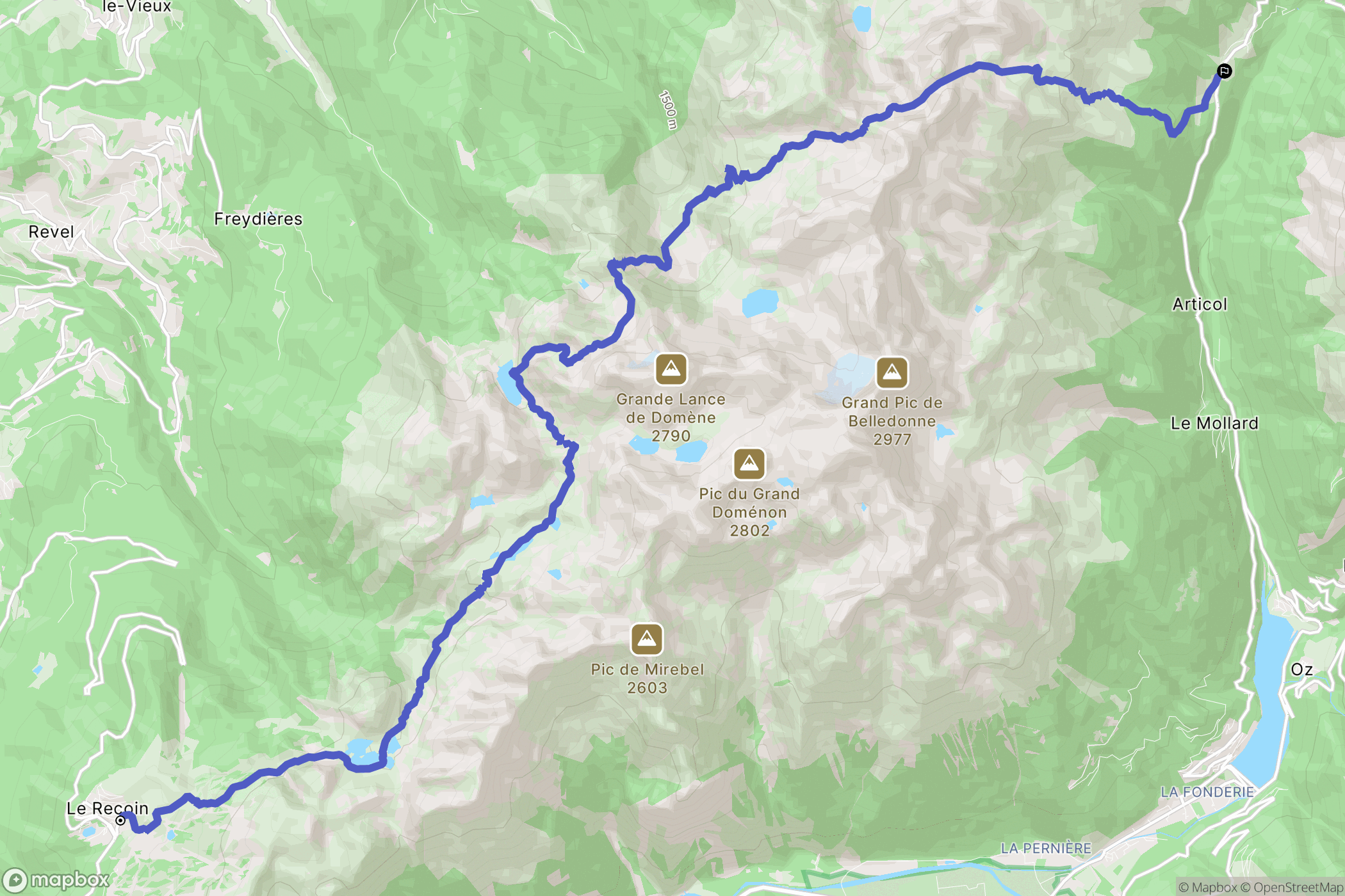 Chamrousse : carte du parcours de randonnée - France