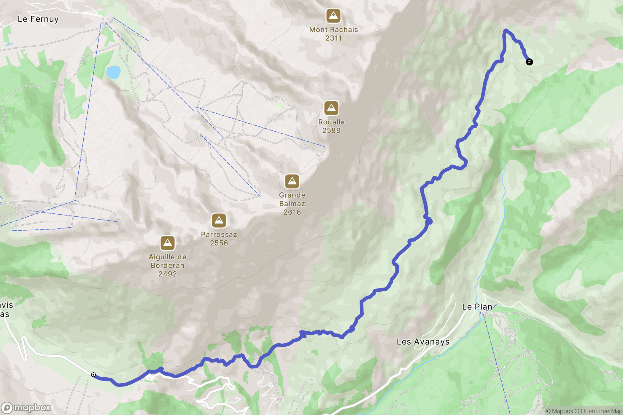 La Giettaz : carte du parcours de randonnée - France