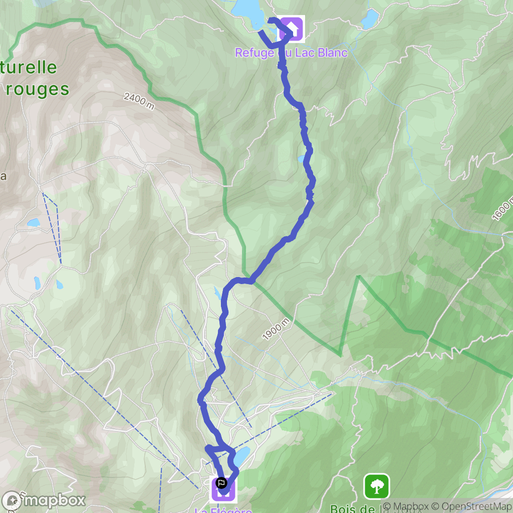 Flégère, Chamonix-Mont-Blanc : carte du parcours de randonnée - France