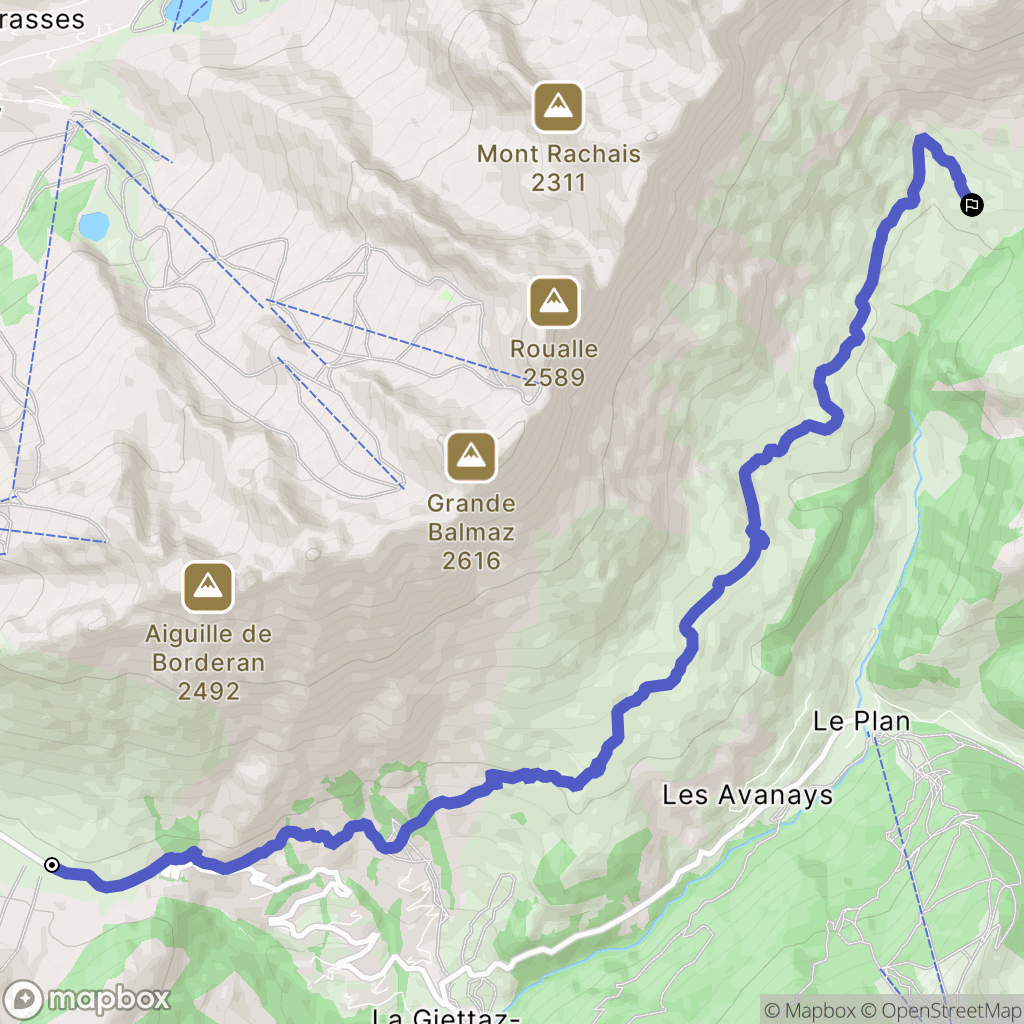 La Giettaz : carte du parcours de randonnée - France