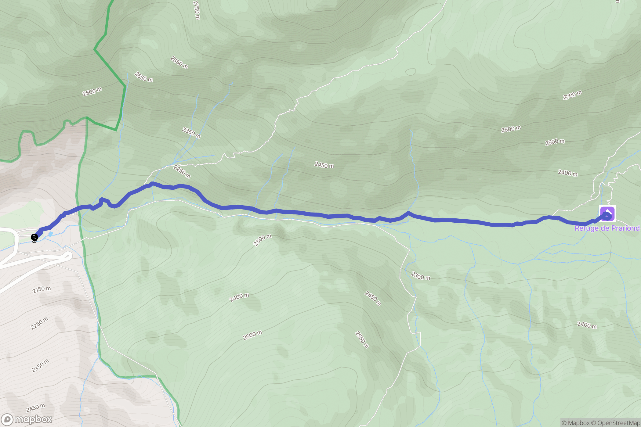 Bourg Saint Maurice : carte du parcours de randonnée - France