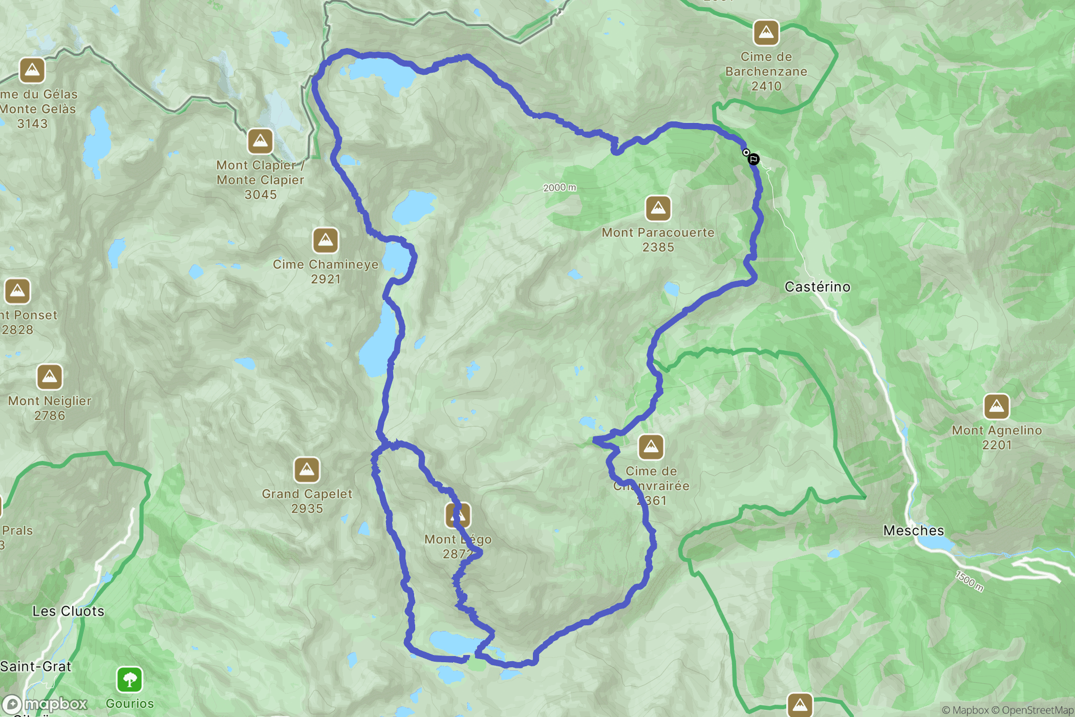 Mesches : carte du parcours de randonnée - France